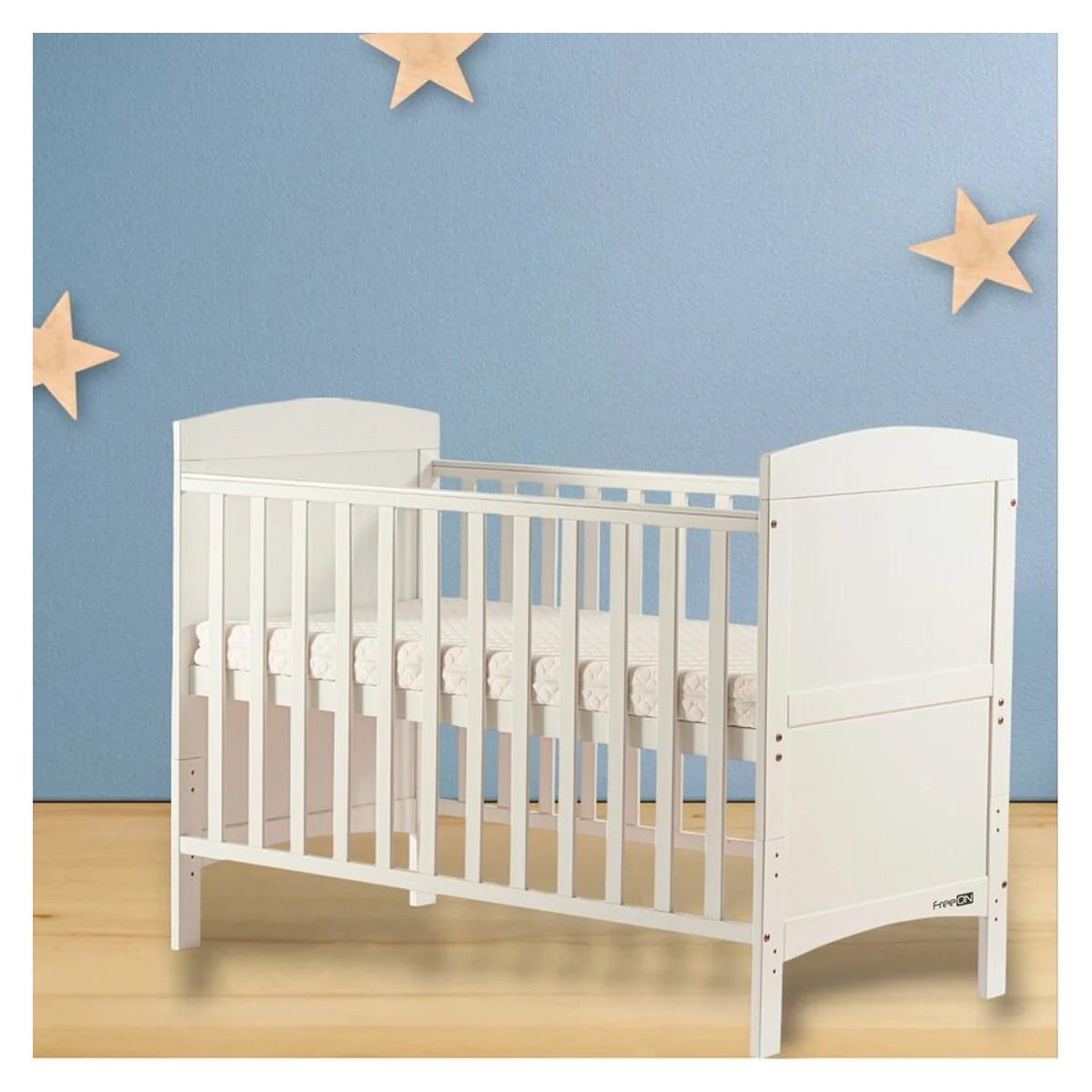 Patut din lemn bebe, 120x60 cm, Transformabil pentru bebe si junior, White, FreeON, Lory [3]