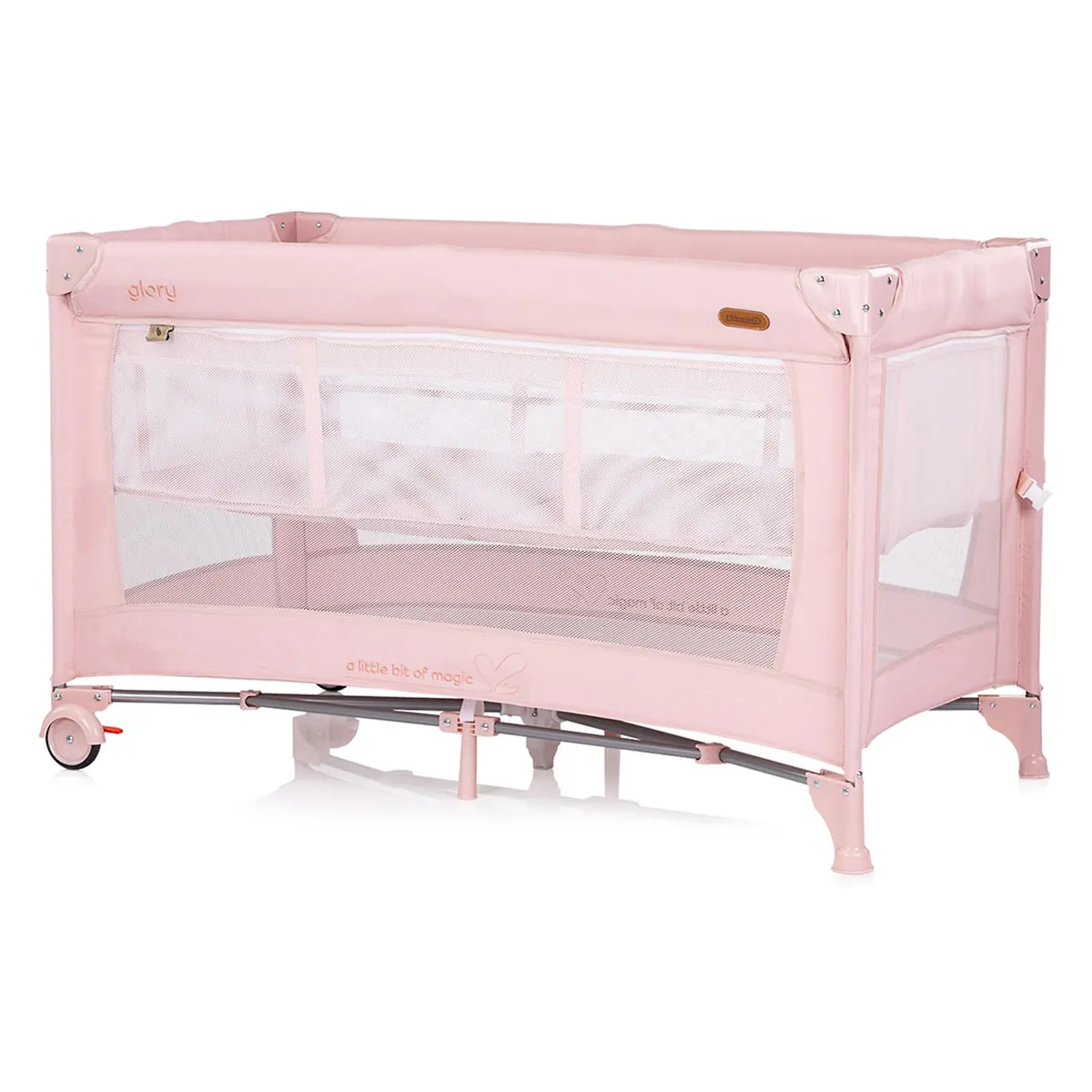 Patut pliabil Chipolino Glory cu laterala culisanta pink marshmallow [3]