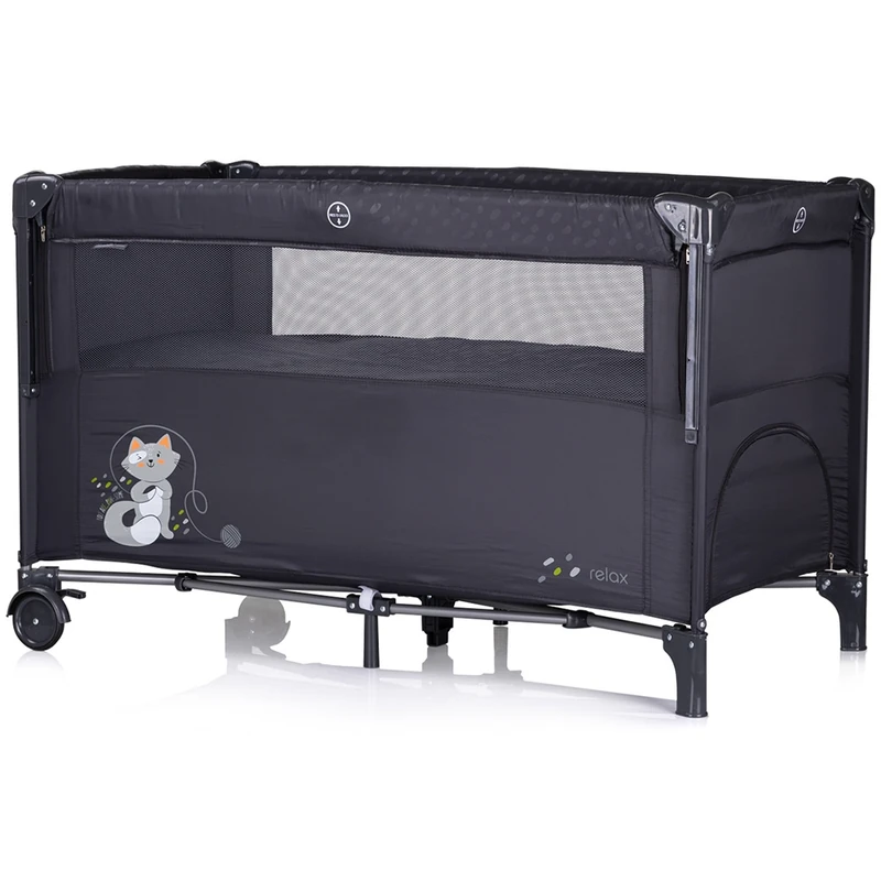 Patut pliabil Chipolino Relax cu laterala culisanta - Anthracite [2]