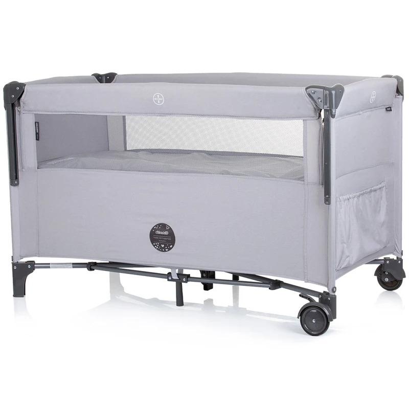 Patut pliabil Chipolino Relax ash grey linen cu laterala culisanta [2]