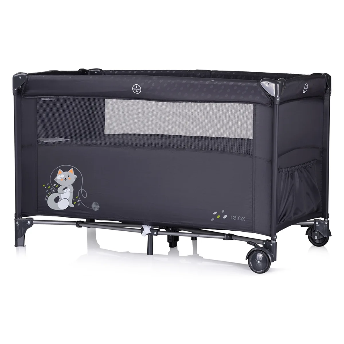 Patut pliabil Chipolino Relax cu laterala culisanta - Anthracite [3]