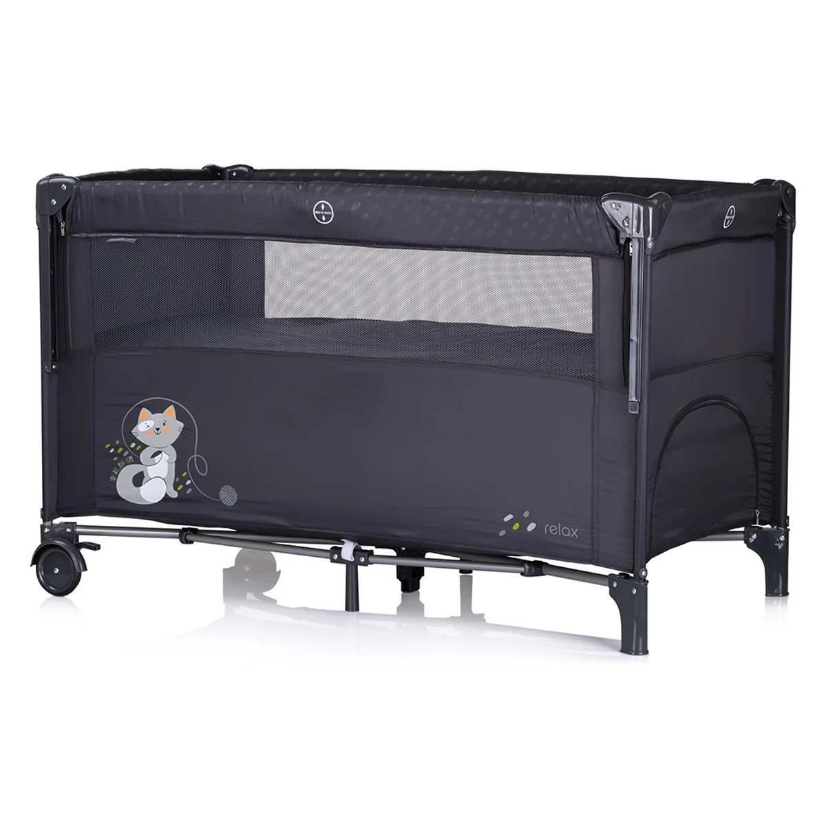 Patut pliabil Chipolino Relax cu laterala culisanta - Anthracite [2]