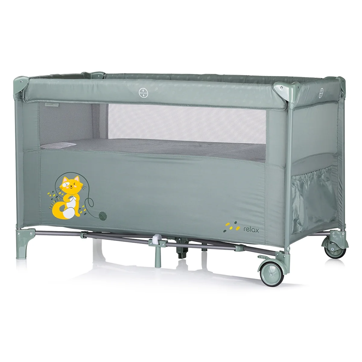 Patut pliabil Chipolino Relax cu laterala culisanta - Basil [3]