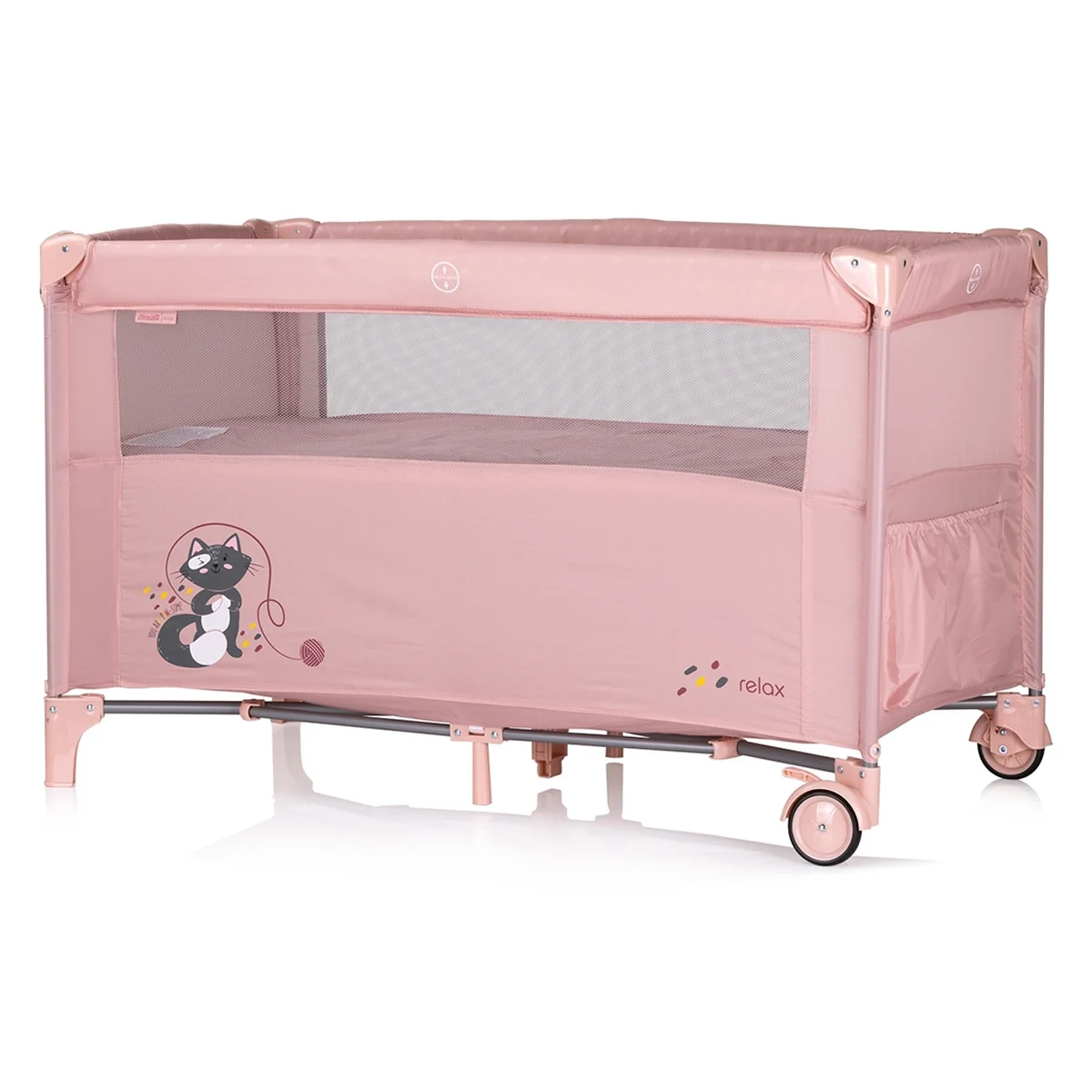 Patut pliabil Chipolino Relax cu laterala culisanta - Pink marshmallow [3]