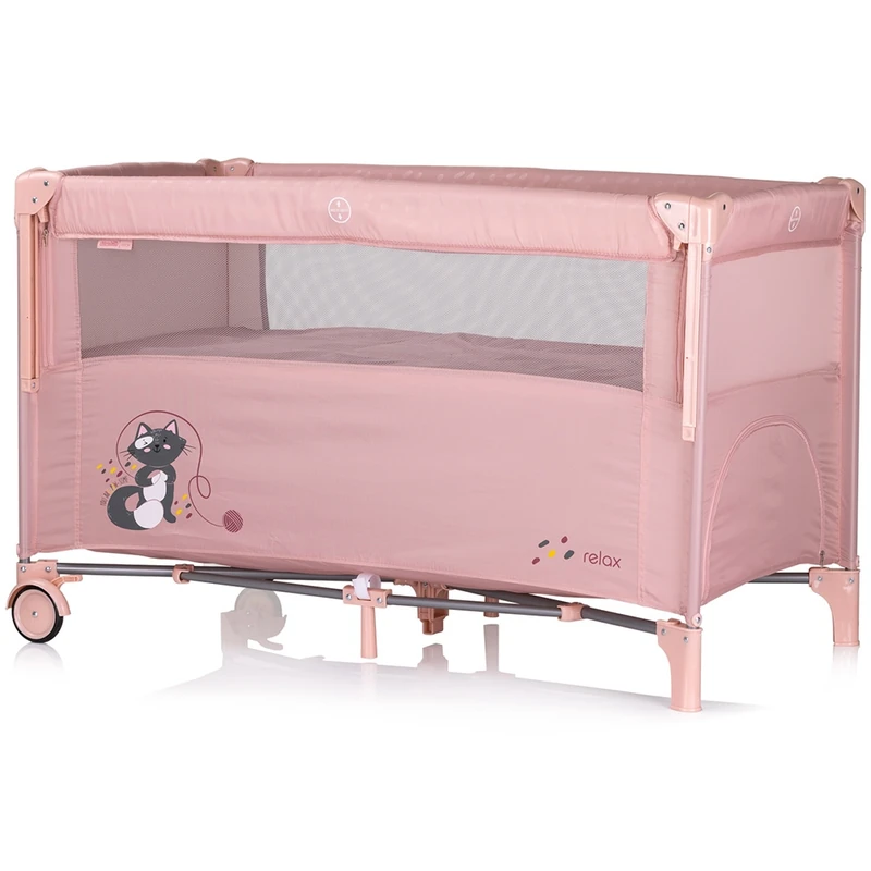 Patut pliabil Chipolino Relax pink marshmallow cu laterala culisanta [2]