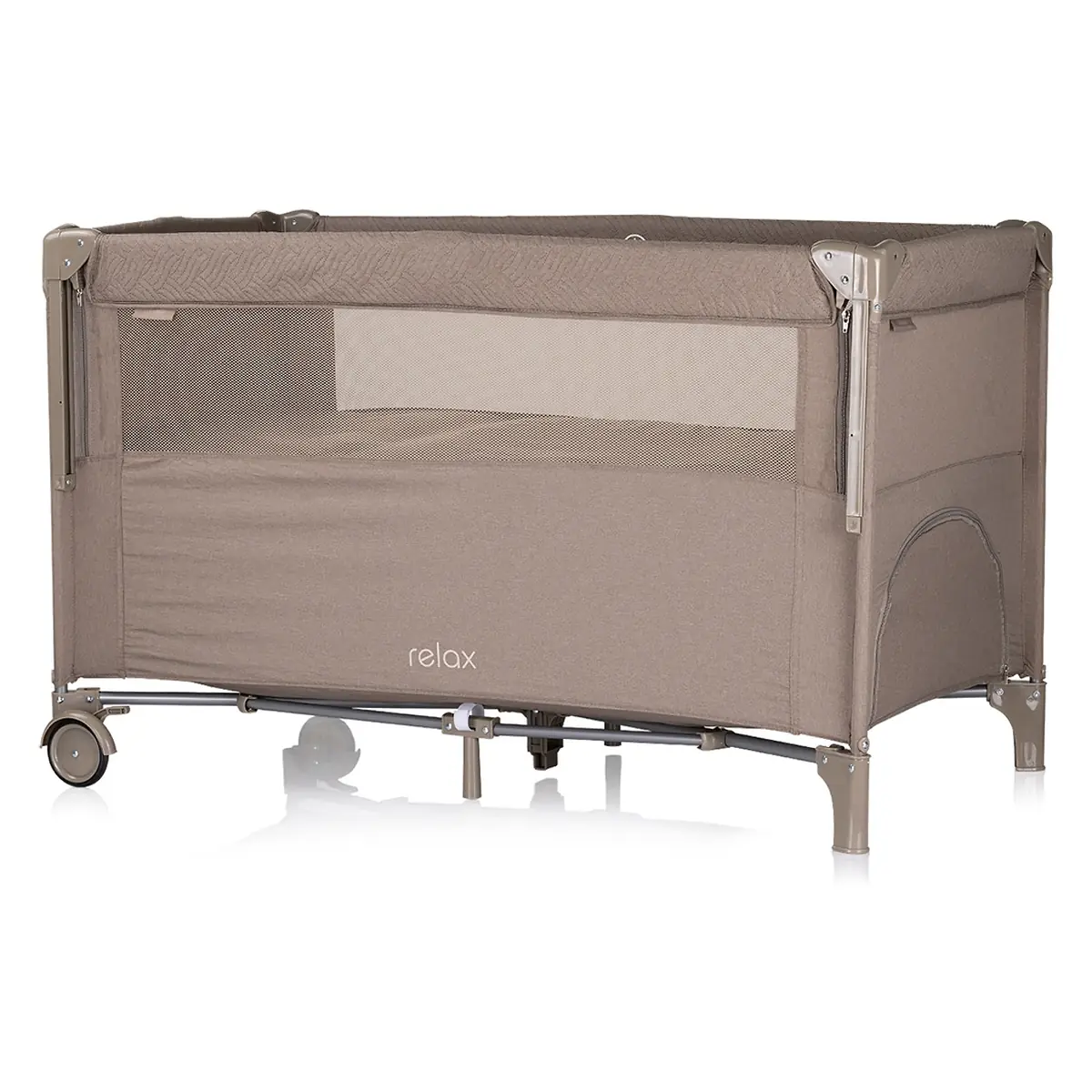 Patut pliabil Chipolino Relax tiramisu linen cu laterala culisanta [2]