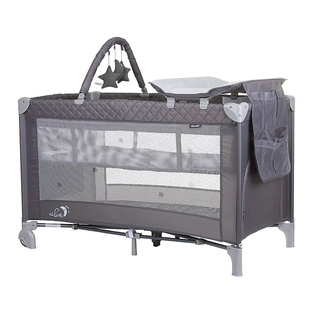 Patut pliabil cu saltea de infasat Chipolino Luna, Ash grey [1]