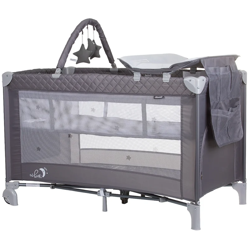 Patut pliabil cu saltea de infasat Chipolino Luna, Ash grey [1]
