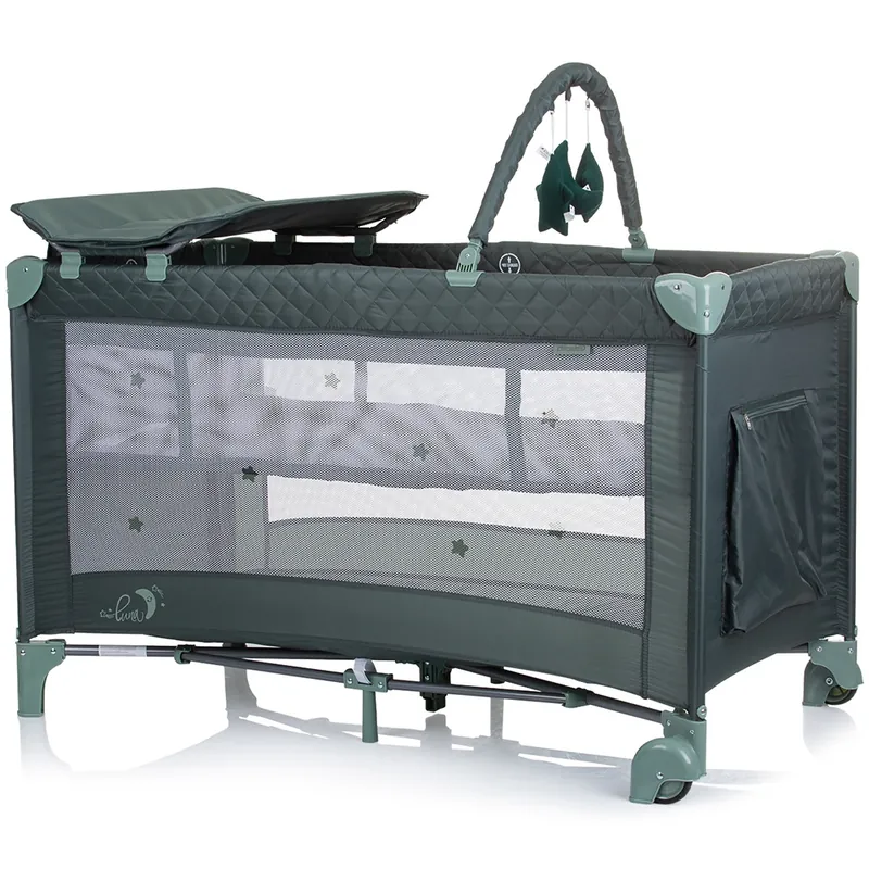 Patut pliabil cu saltea de infasat Chipolino Luna, Pastel green [2]