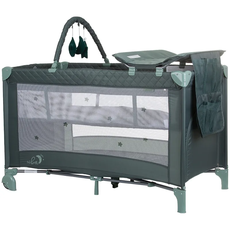 Patut pliabil cu saltea de infasat Chipolino Luna, Pastel green [1]