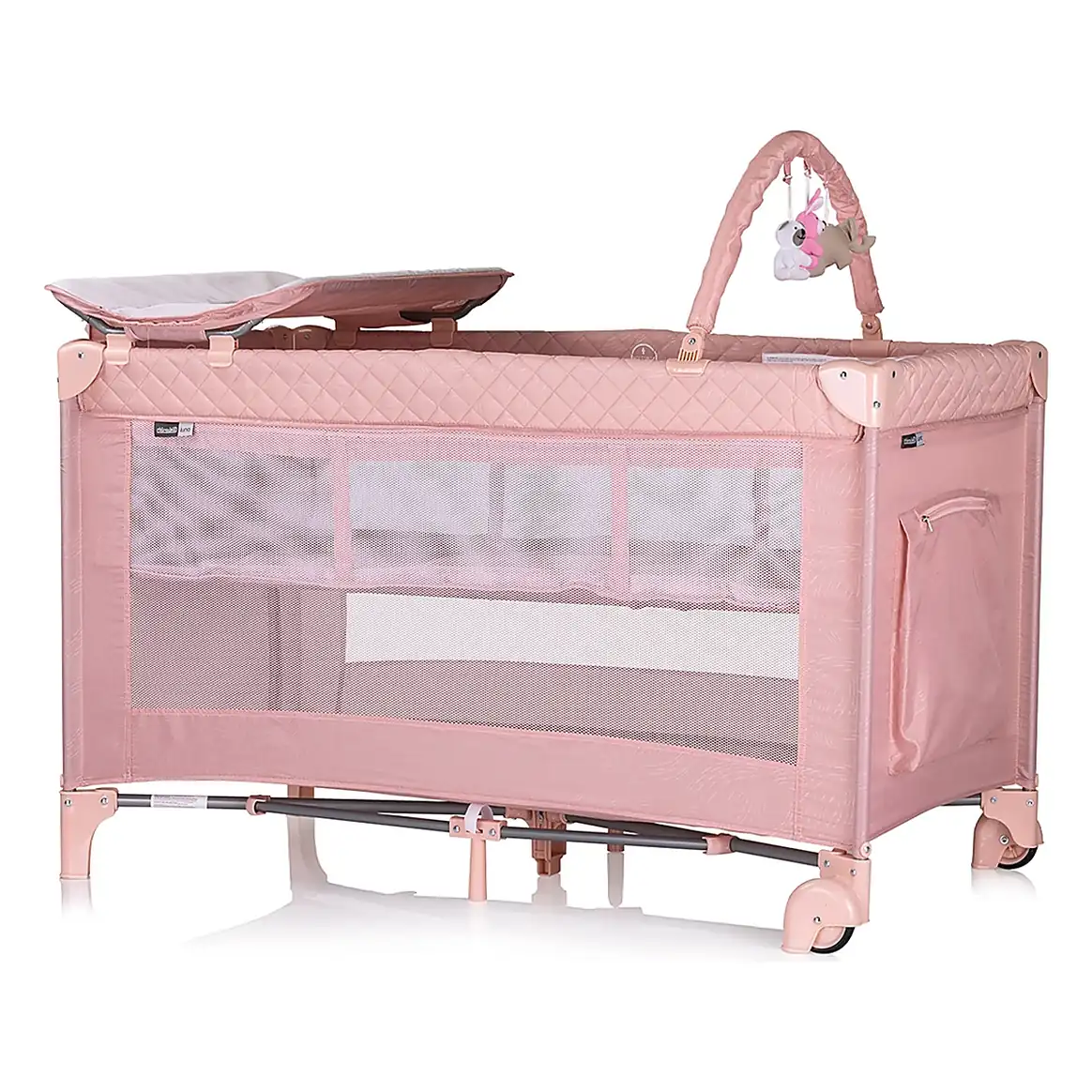 Patut pliabil cu saltea de infasat Chipolino Luna, Pink marshmallow 0 luni [2]