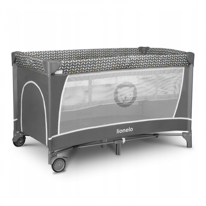Lionelo - Patut pliant cu doua nivele Flower, Cu arcada, Geanta transport, Masuta de infasat, Bara cu jucarii, Fereastra laterala, 120x60 cm, Conform cu standardele europeane de securitate EN 716 si E [2]