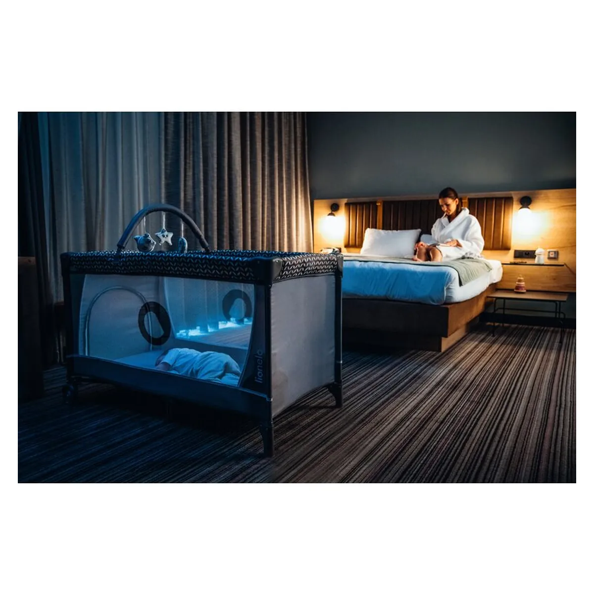 Patut pliant cappucino Lionelo Flower, 2 nivele, 120x60 cm [23]