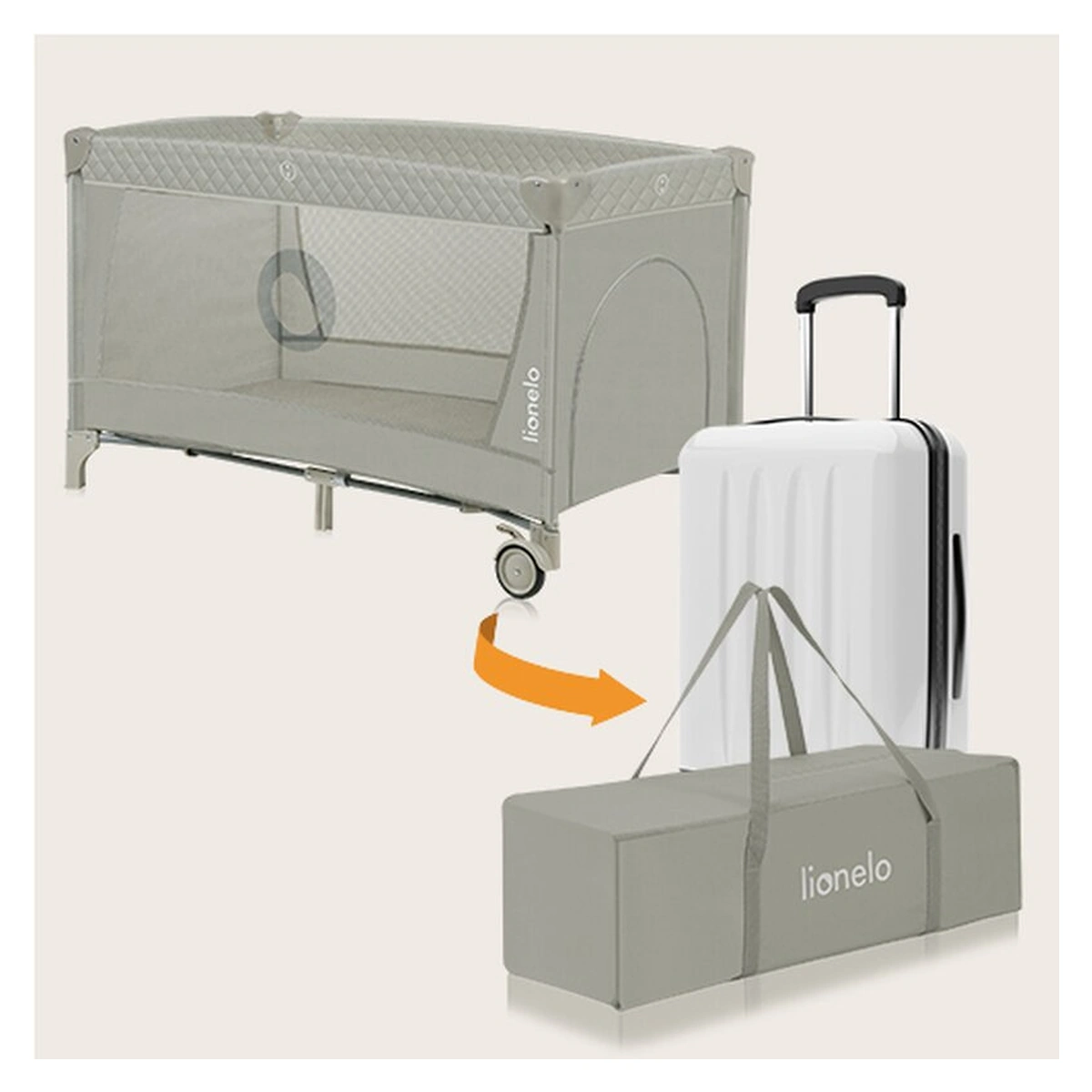 Patut pliant cappucino Lionelo Flower, 2 nivele, 120x60 cm [12]