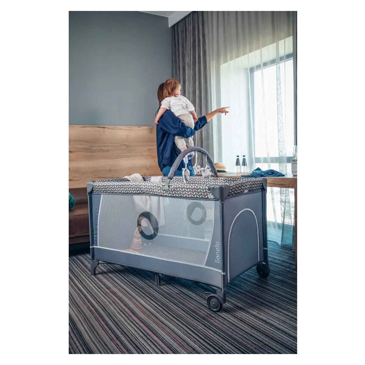 Patut pliant cappucino Lionelo Flower, 2 nivele, 120x60 cm [38]