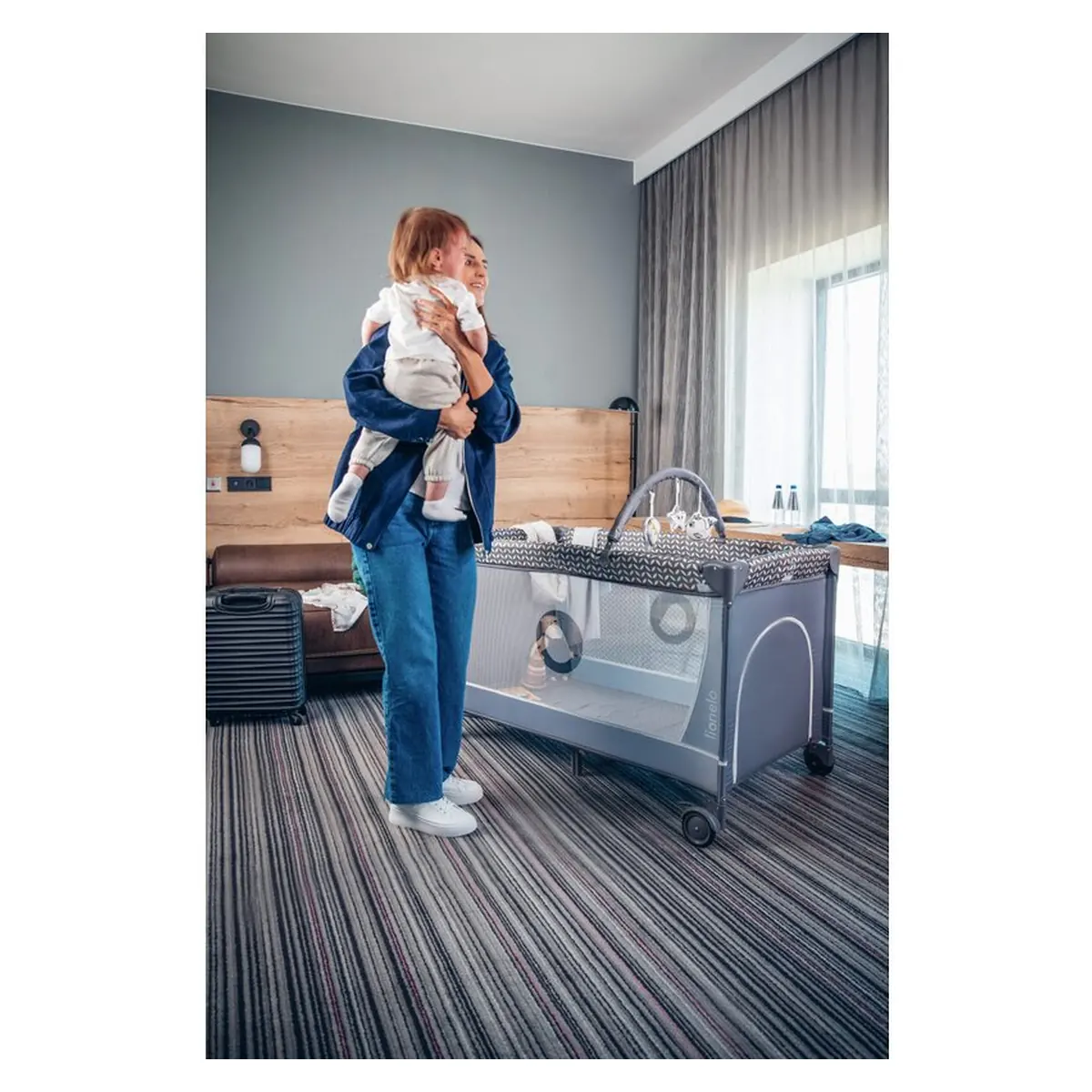 Patut pliant cappucino Lionelo Flower, 2 nivele, 120x60 cm [33]