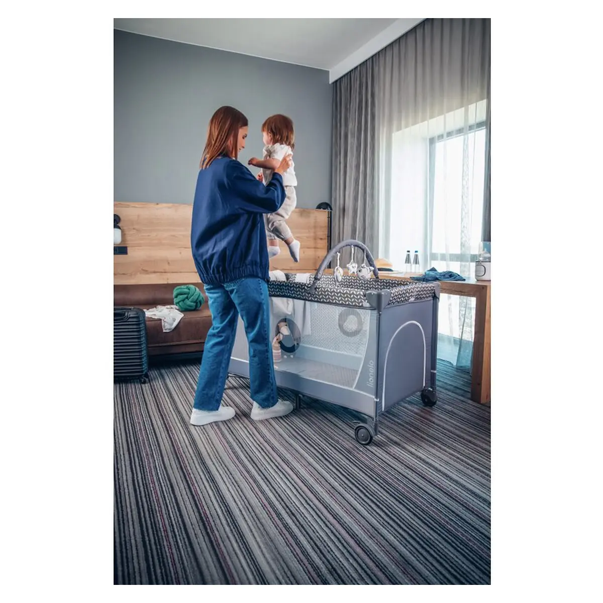 Patut pliant cappucino Lionelo Flower, 2 nivele, 120x60 cm [35]