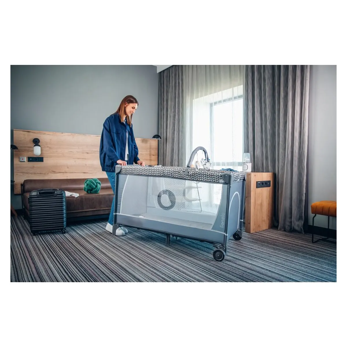 Patut pliant cappucino Lionelo Flower, 2 nivele, 120x60 cm [26]