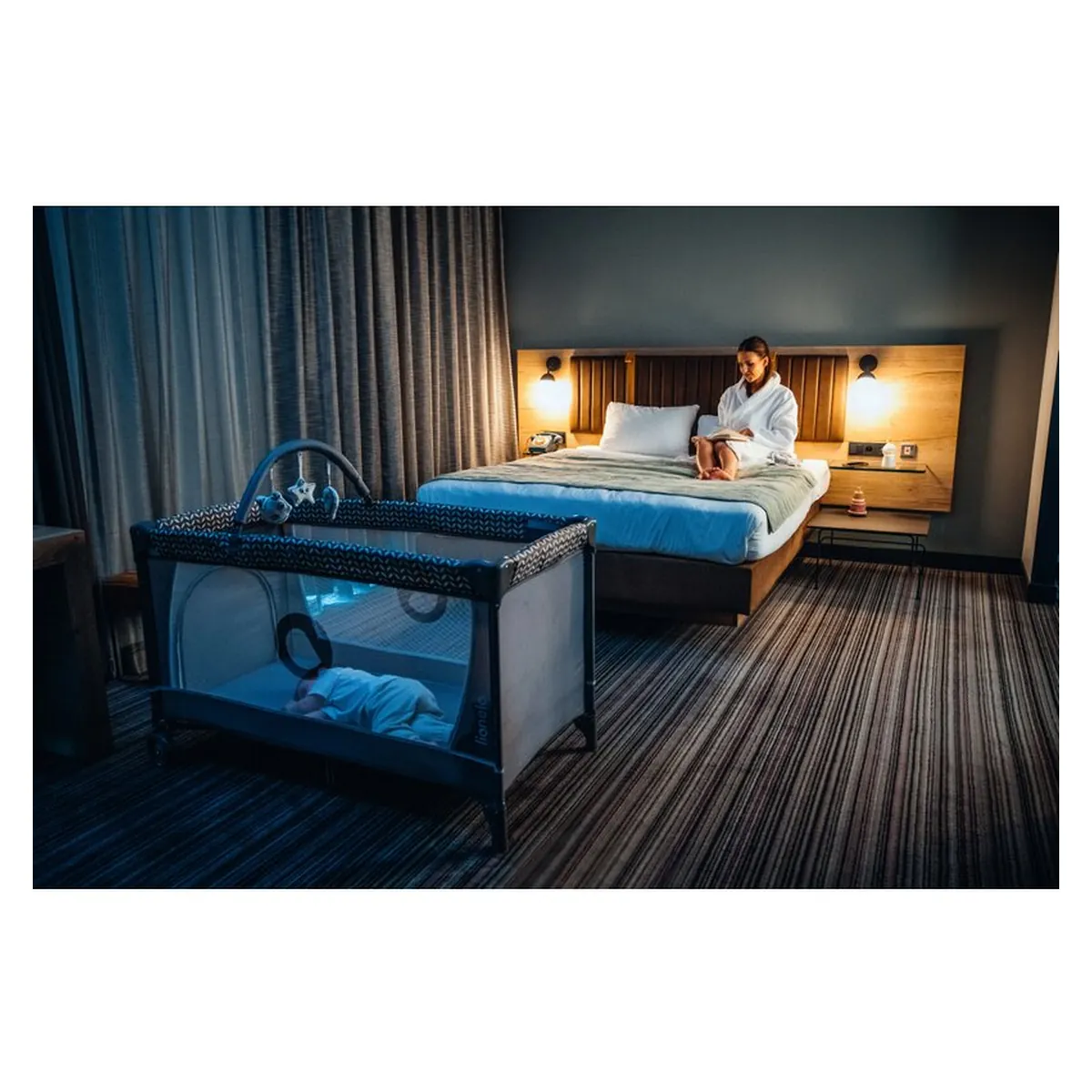 Patut pliant cappucino Lionelo Flower, 2 nivele, 120x60 cm [22]