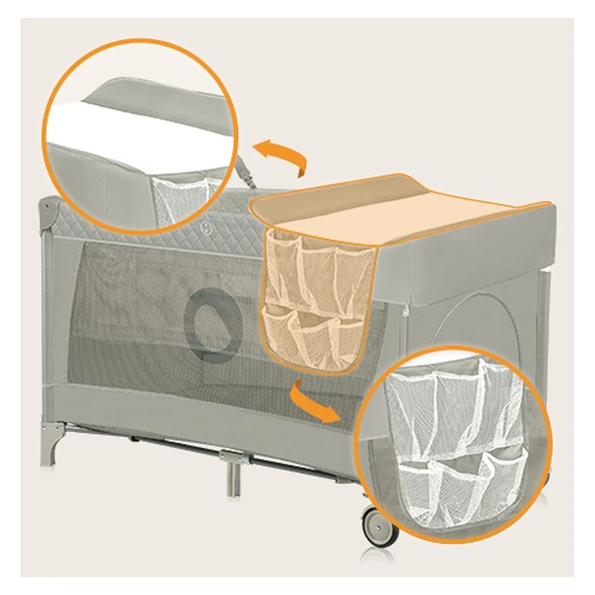 Patut pliant cappucino Lionelo Flower, 2 nivele, 120x60 cm [11]