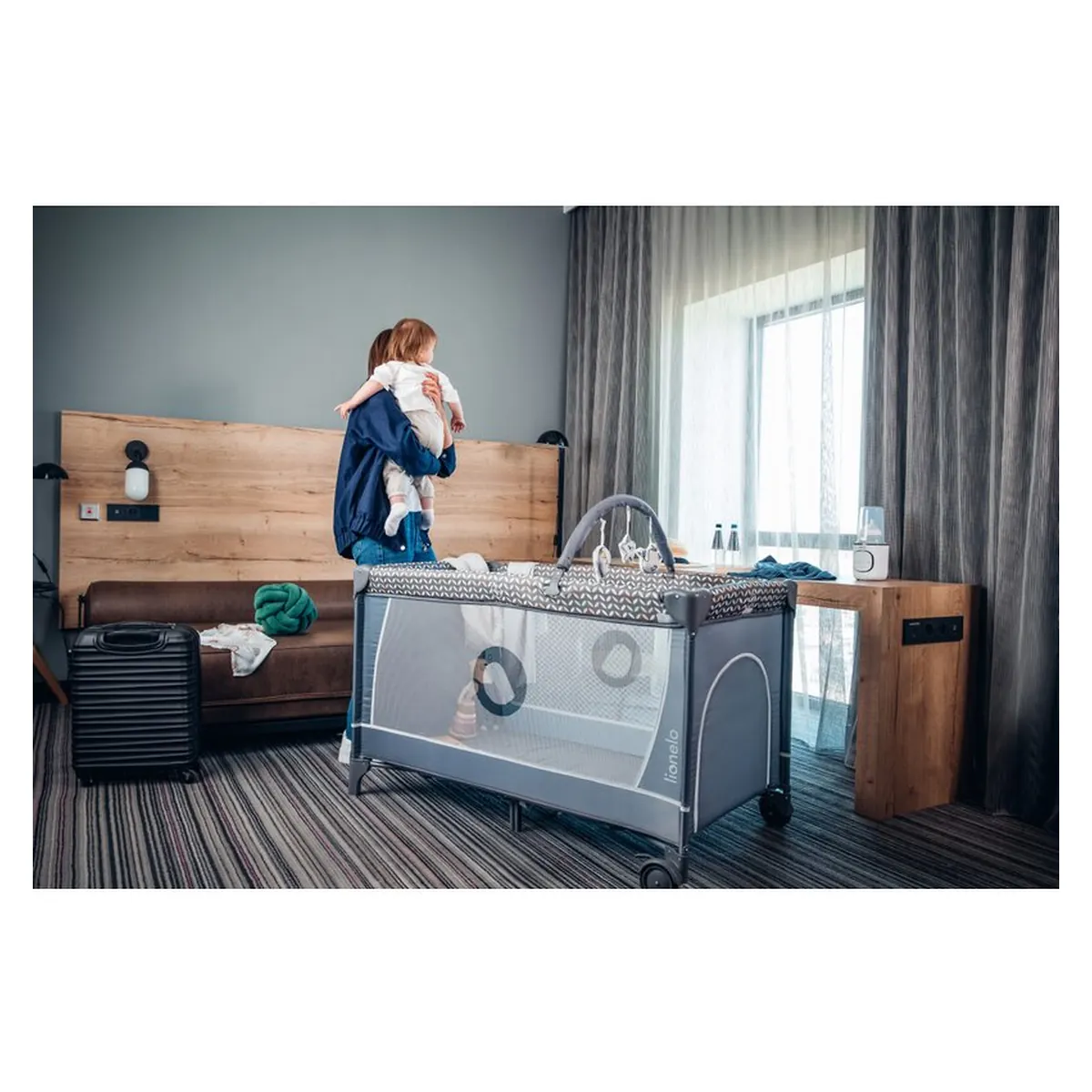 Patut pliant cappucino Lionelo Flower, 2 nivele, 120x60 cm [36]