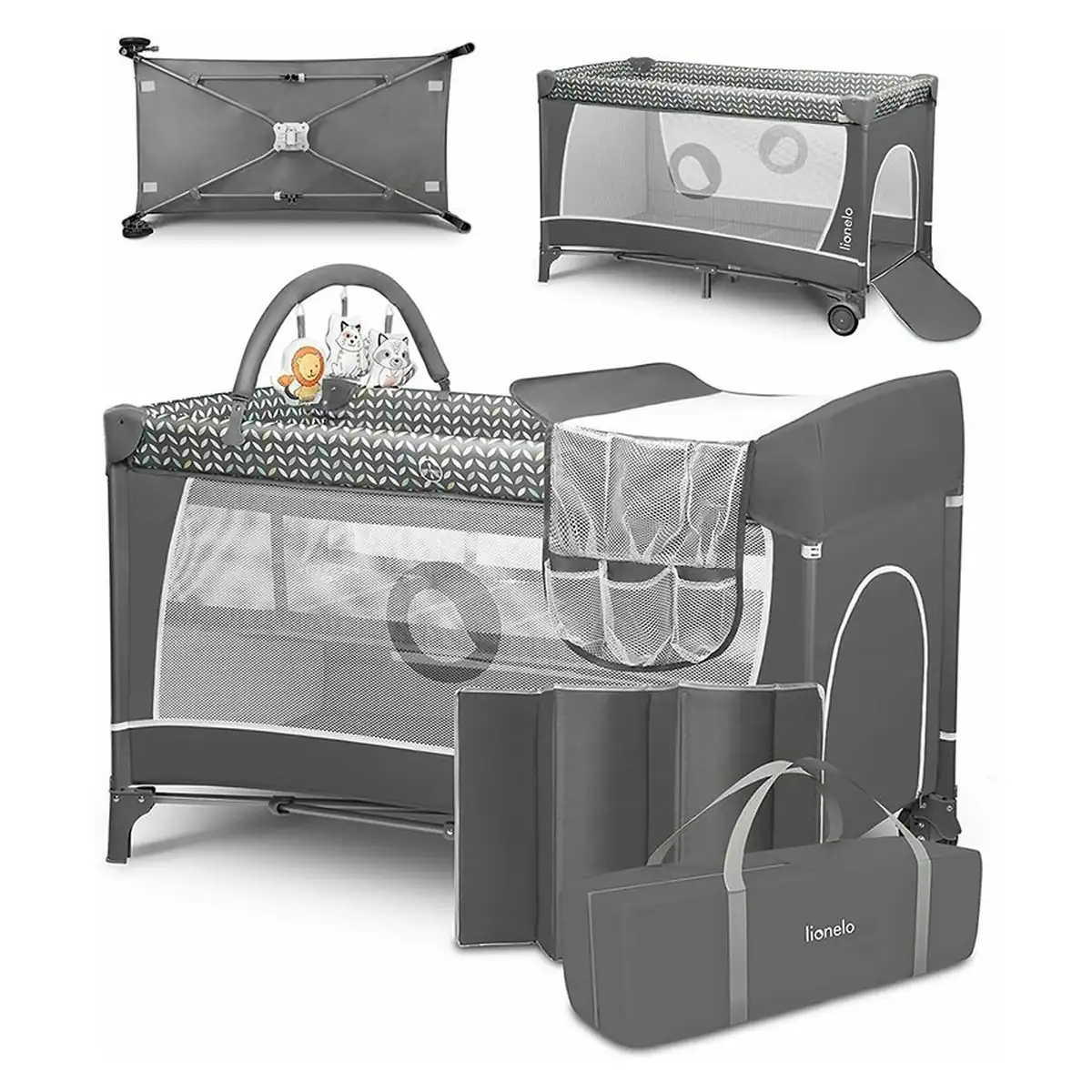 Patut pliant Lionelo Flower Gri 120x60 cm [4]