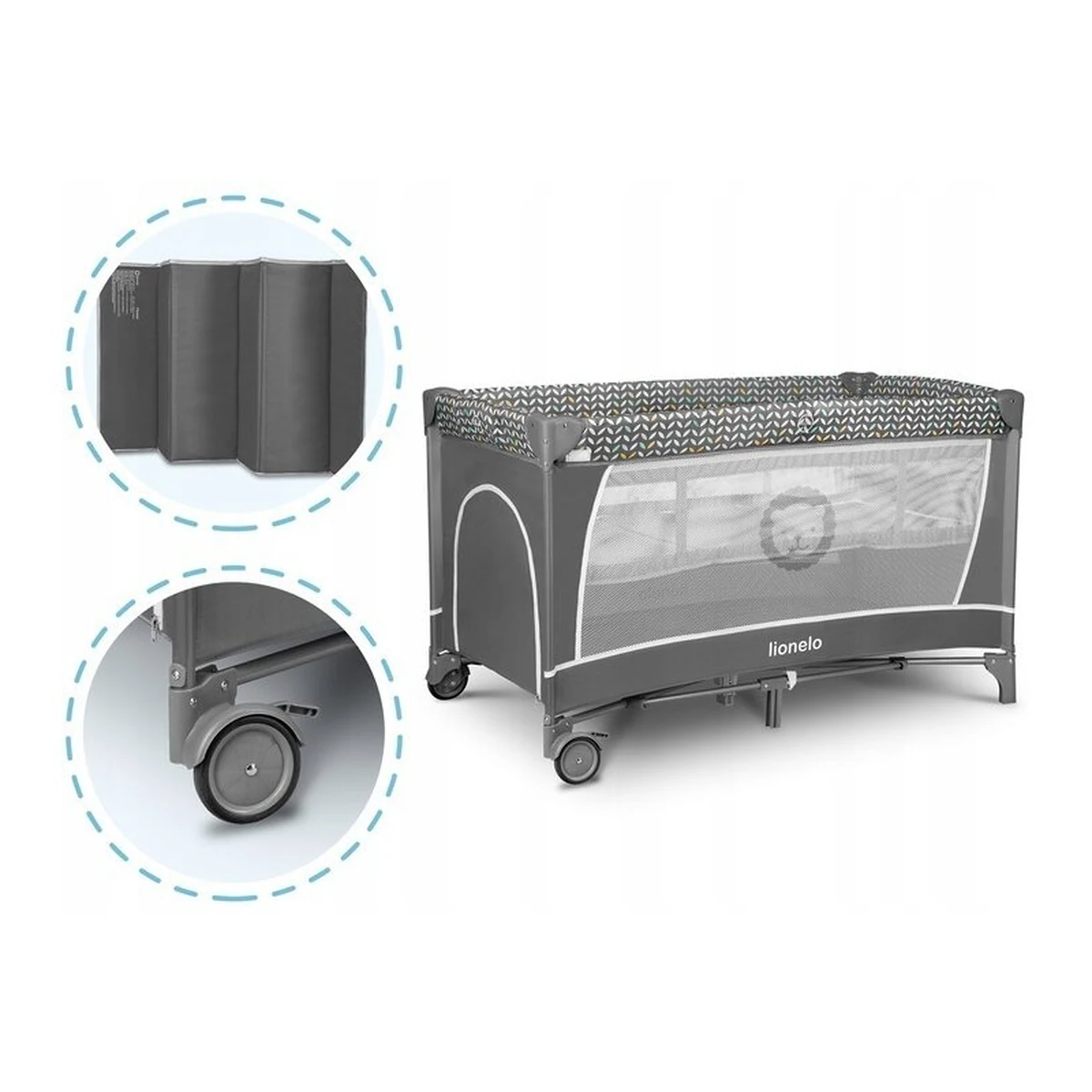 Patut pliant Lionelo Flower Gri 120x60 cm [8]