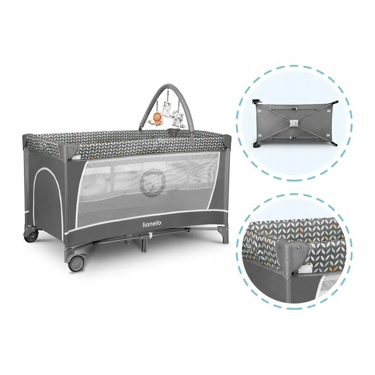 Patut pliant Lionelo Flower Gri 120x60 cm [9]