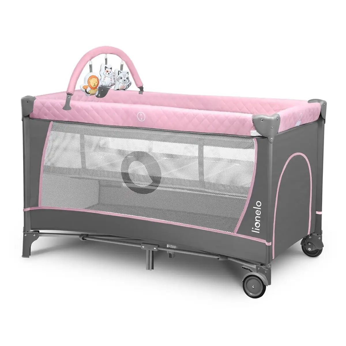 Patut pliant Lionelo Flower Roz 120x60 cm cu accesorii [5]