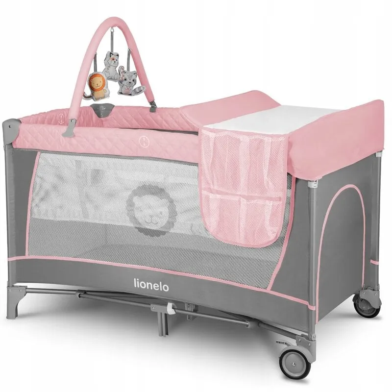 Patut pliant Lionelo Flower Roz 120x60 cm cu accesorii [1]