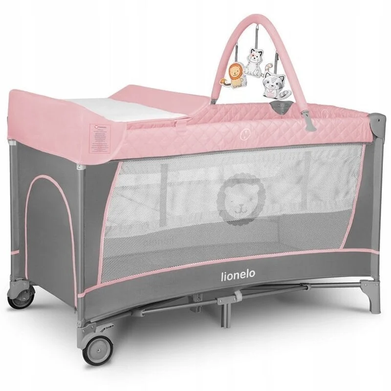 Patut pliant Lionelo Flower Roz 120x60 cm cu accesorii [2]