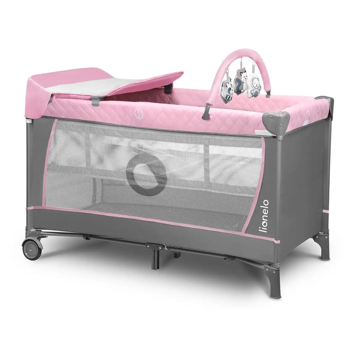 Patut pliant Lionelo Flower Roz 120x60 cm cu accesorii [3]