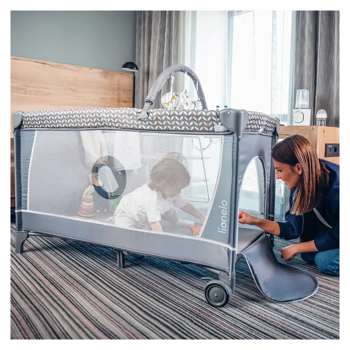 Patut pliant Lionelo Flower Turcoaz 120x60 cm [10]