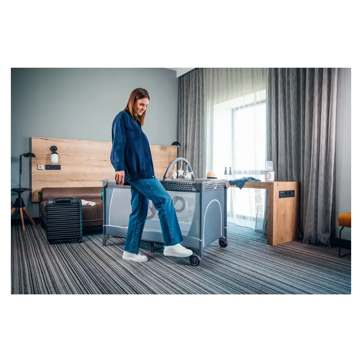 Patut pliant verde Lionelo Flower, 2 nivele, 120x60 cm [22]