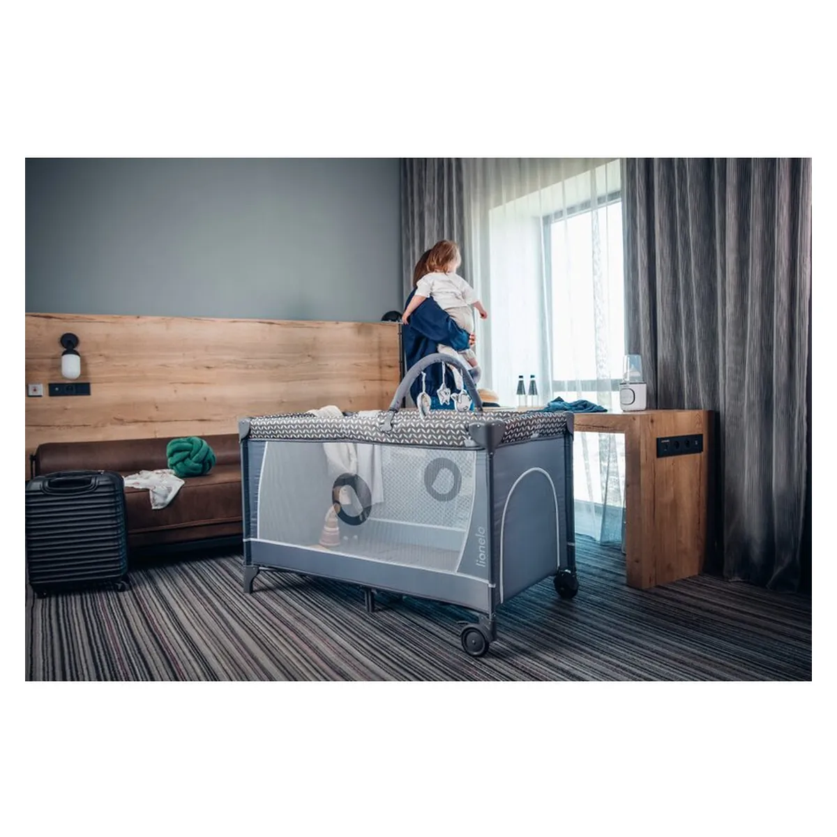 Patut pliant verde Lionelo Flower, 2 nivele, 120x60 cm [34]