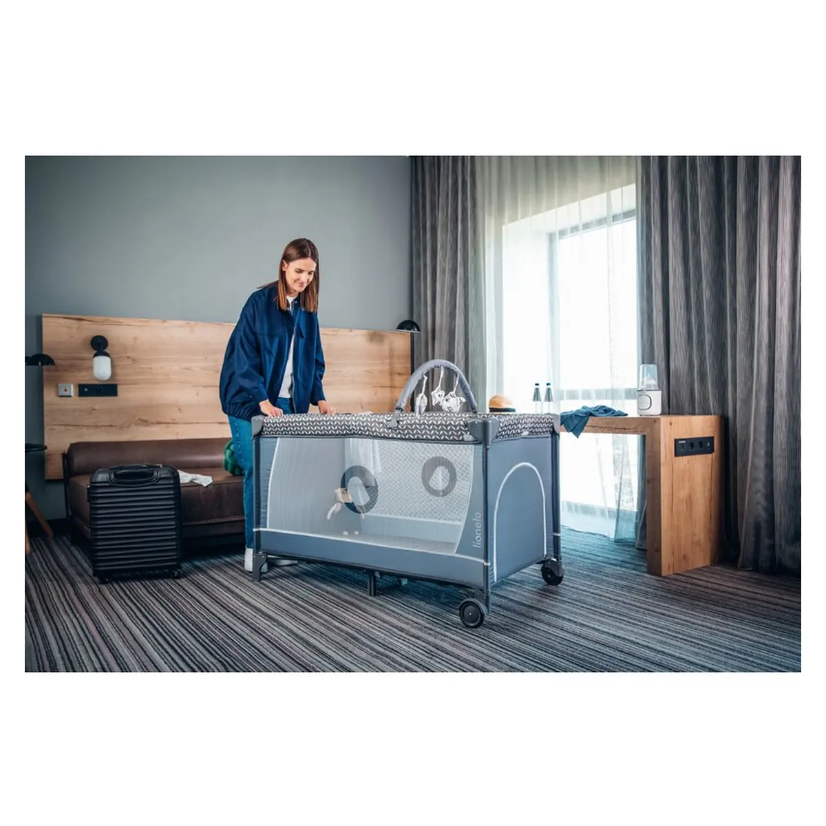 Patut pliant verde Lionelo Flower, 2 nivele, 120x60 cm [23]