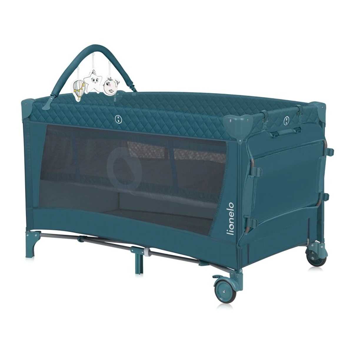 Patut pliant verde Lionelo Flower, 2 nivele, 120x60 cm [3]