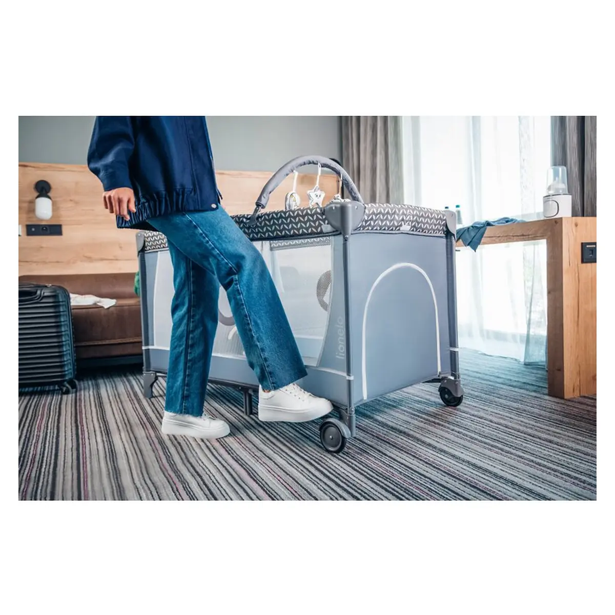 Patut pliant verde Lionelo Flower, 2 nivele, 120x60 cm [25]