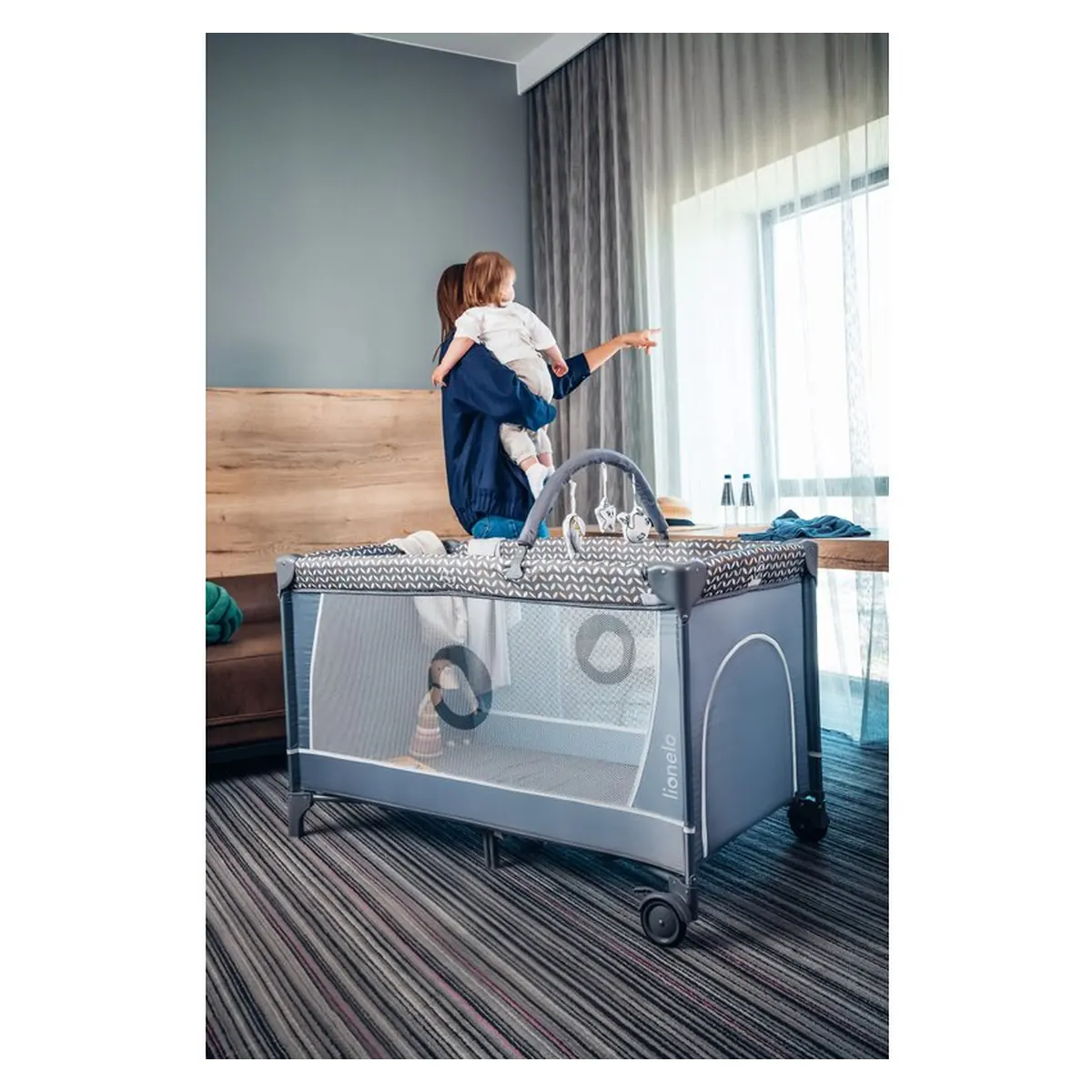 Patut pliant verde Lionelo Flower, 2 nivele, 120x60 cm [32]