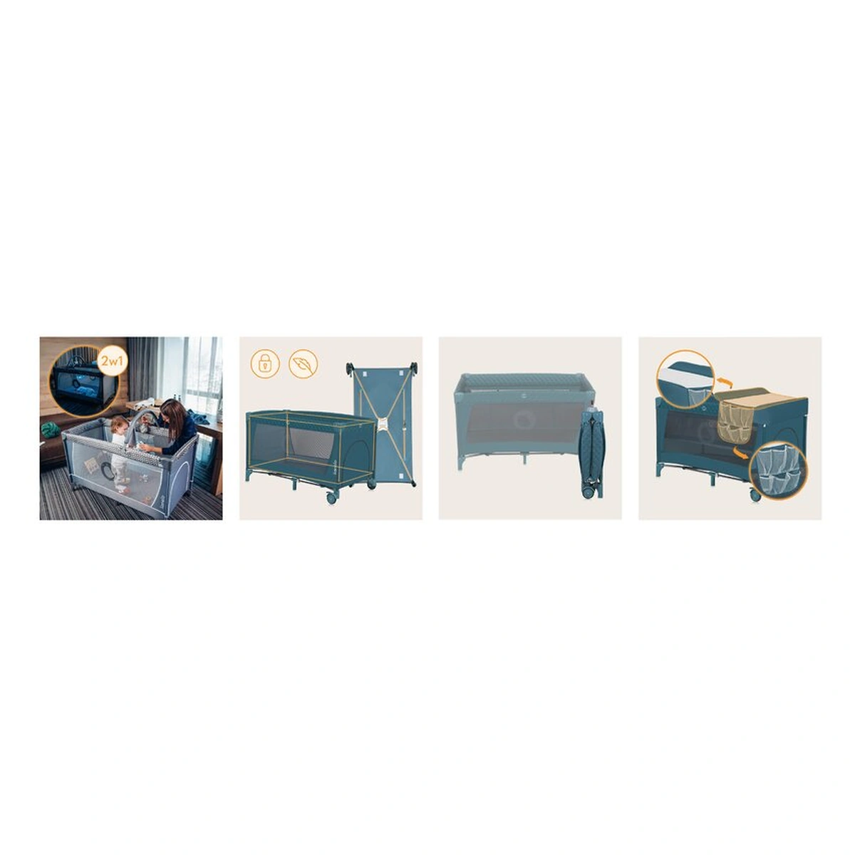 Patut pliant verde Lionelo Flower, 2 nivele, 120x60 cm [15]