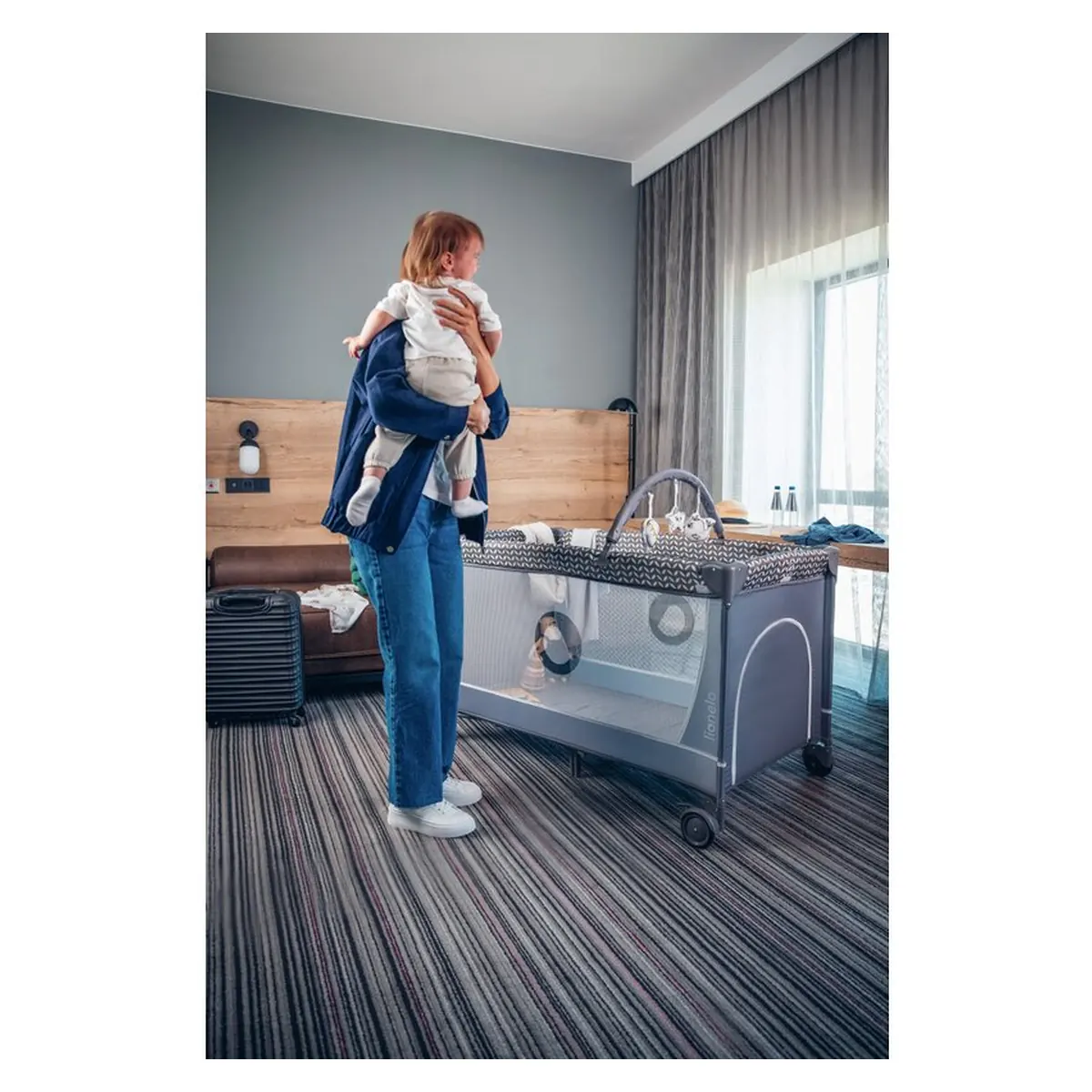 Patut pliant verde Lionelo Flower, 2 nivele, 120x60 cm [29]