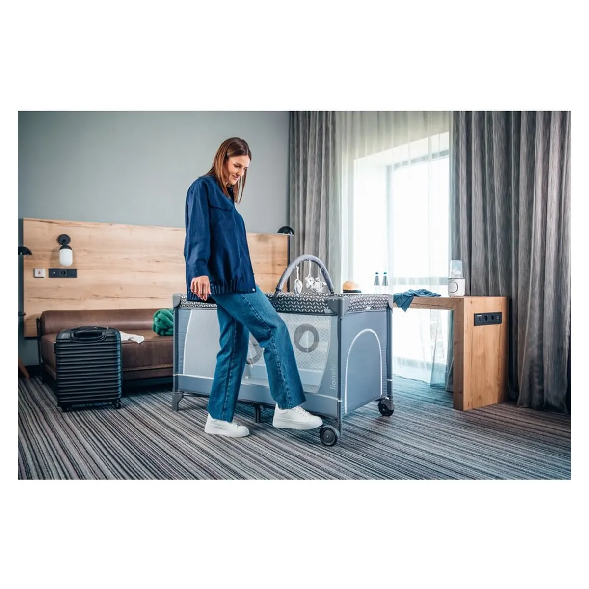 Patut pliant verde Lionelo Flower, 2 nivele, 120x60 cm [24]