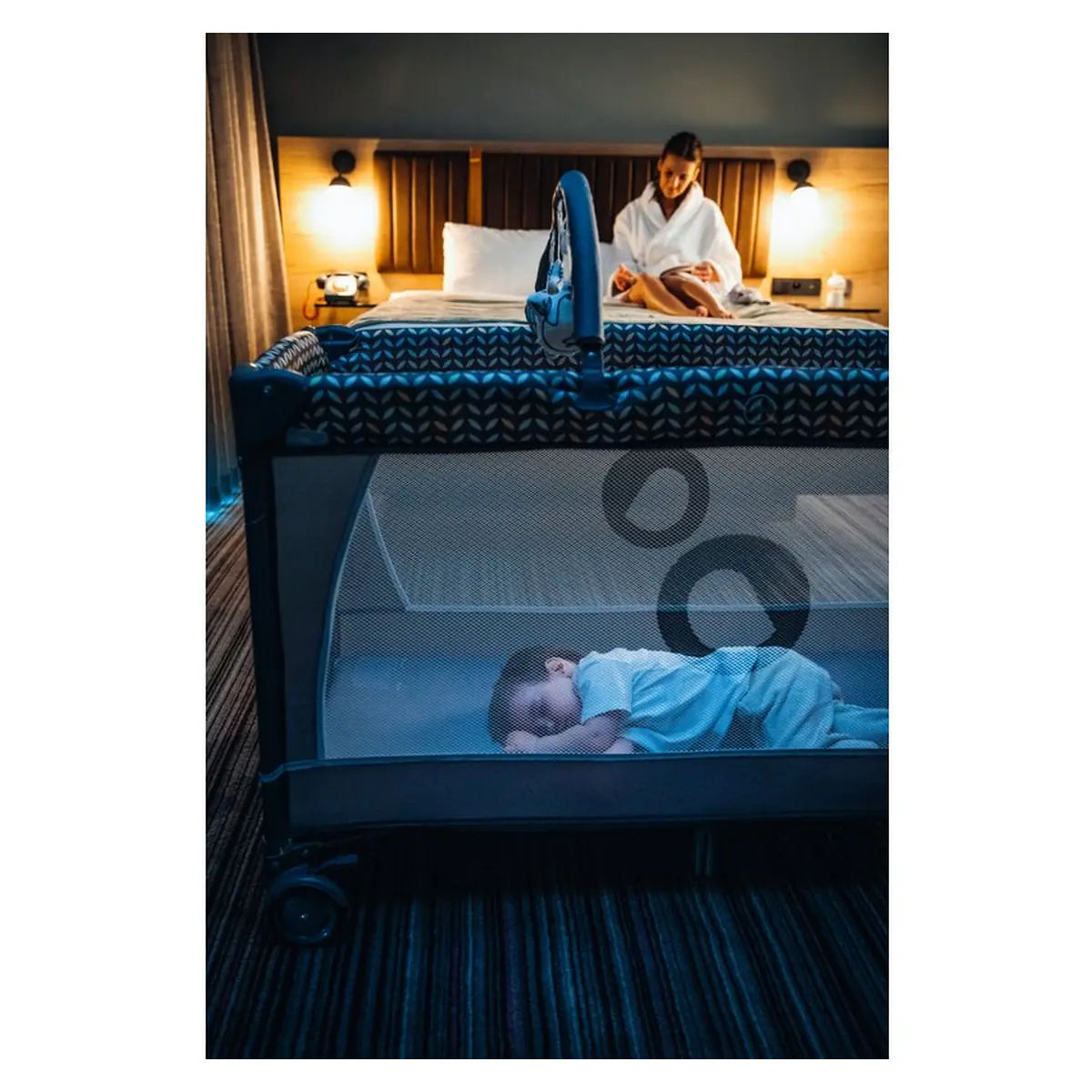 Patut pliant verde Lionelo Flower, 2 nivele, 120x60 cm [19]