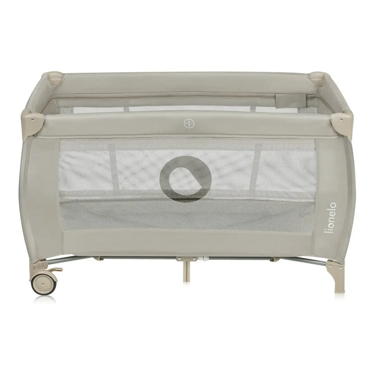 Patut pliant, Lionelo, Stefi Plus, Cu doua nivele, Cu intrare laterala cu fermoar, 2 roti, 120 x 60 cm, Bej [5]