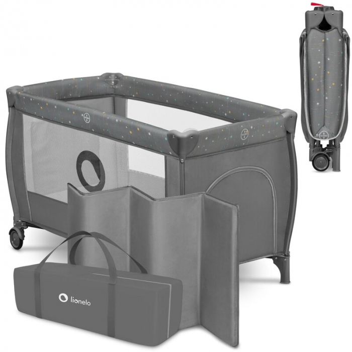 Patut pliant, Lionelo, Stefi Plus, Cu doua nivele, 120 x 60 cm, Roz [29]