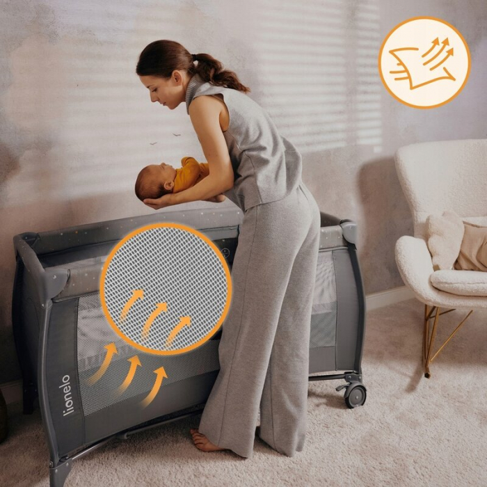 Patut pliant, Lionelo, Stefi Plus, Cu doua nivele, 120 x 60 cm, Roz [38]