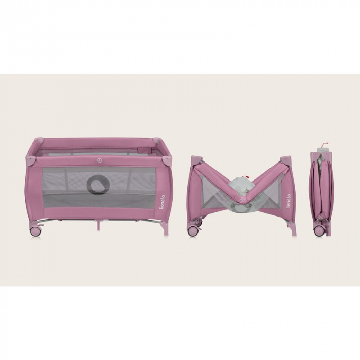 Patut pliant, Lionelo, Stefi Plus, Cu doua nivele, 120 x 60 cm, Roz [18]