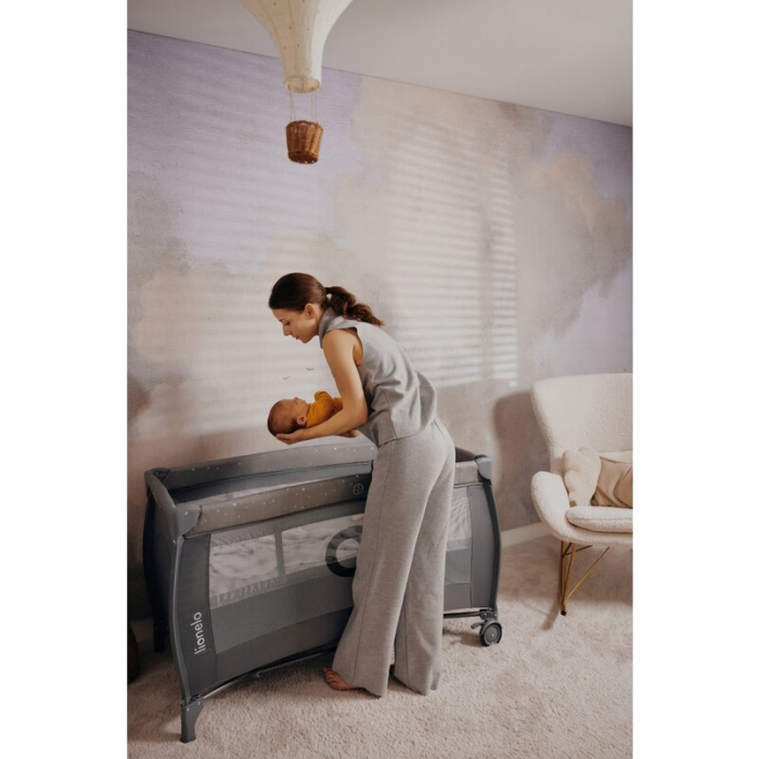 Patut pliant, Lionelo, Stefi Plus, Cu doua nivele, 120 x 60 cm, Roz [32]
