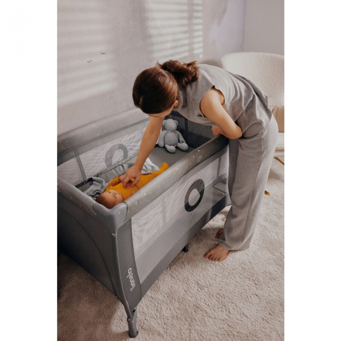 Patut pliant, Lionelo, Stefi Plus, Cu doua nivele, 120 x 60 cm, Roz [33]