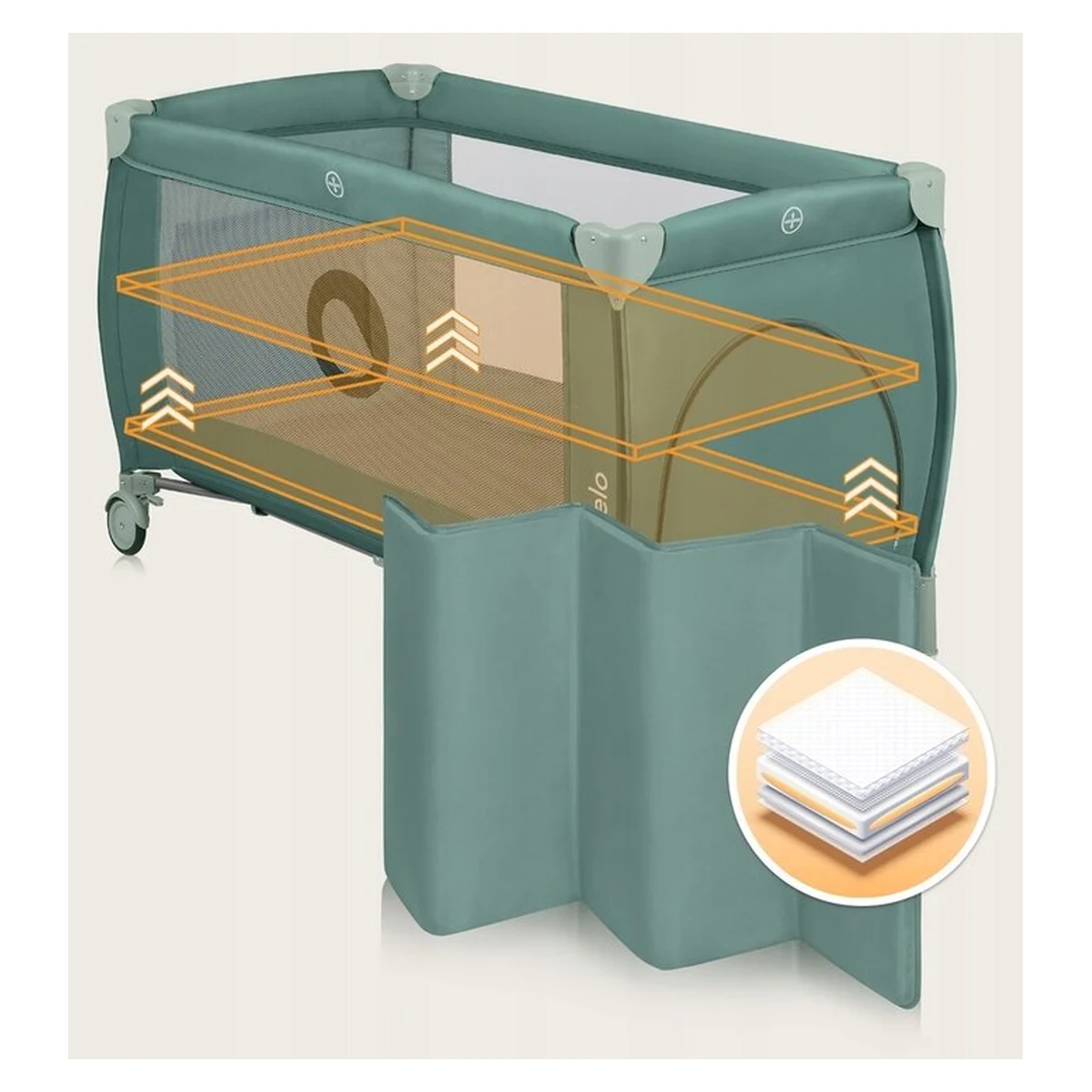 Patut pliant, Lionelo, Stefi Plus, Cu doua nivele, 120 x 60 cm, Roz [16]